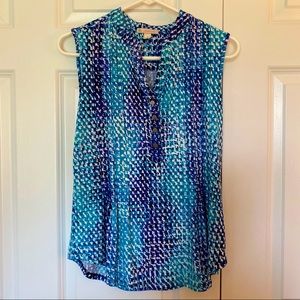 CB Blue Turquoise Summer Sleeveless Blouse Stretch